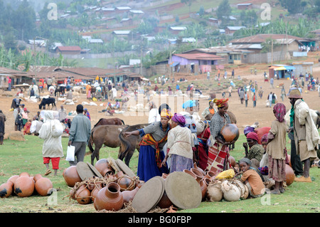 Dorze market scene, arba minch, ethiopia Stock Photo