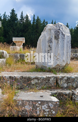 View of the Asklepieion a healing temple sacred to the god Asclepius on the Greek island of Kos in the Dodecanese Stock Photo