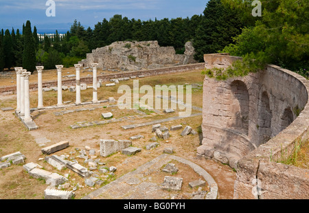 View of the Asklepieion a healing temple sacred to the god Asclepius on the Greek island of Kos in the Dodecanese Stock Photo