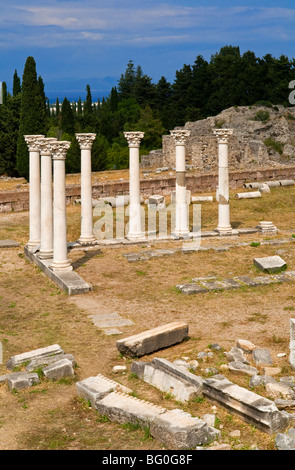 View of the Asklepieion a healing temple sacred to the god Asclepius on the Greek island of Kos in the Dodecanese Stock Photo