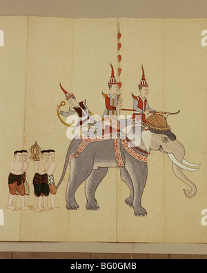 Thai manuscript on elephants, Thailand, Southeast Asia, Asia Stock Photo