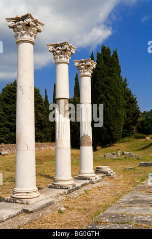 View of the Asklepieion a healing temple sacred to the god Asclepius on the Greek island of Kos in the Dodecanese Stock Photo