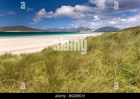 Seilebost at low tide and the hills of Taransay and North Harris, from Seilebost, Isle of Harris, Outer Hebrides, Scotland, UK Stock Photo