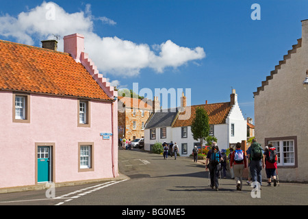 A rambling club on the Fife Coastal Path passing through St Monans Stock Photo