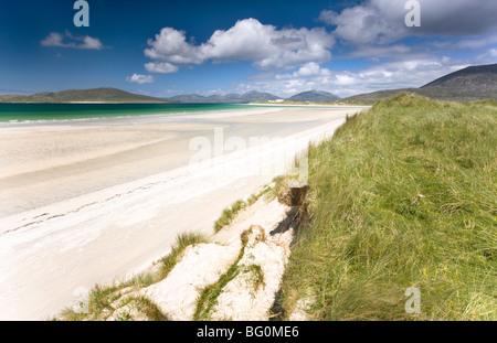 Seilebost at low tide and the hills of Taransay and North Harris, from Seilebost, Isle of Harris, Outer Hebrides, Scotland, UK Stock Photo