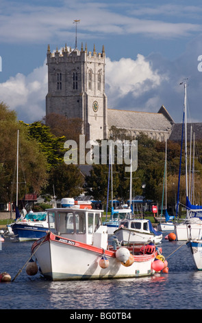 Christchurch Priory and River Stour, Dorset, England, United Kingdom, Europe Stock Photo