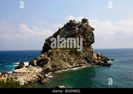 Church of Agios Ioannis, used in the film Mamma Mia for the wedding scene, Skopelos, Sporades Islands, Greek Islands, Greece Stock Photo