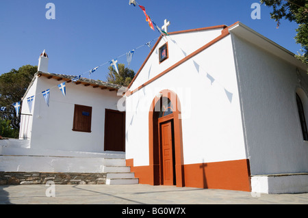 Church of Agios Ioannis, used in the film Mamma Mia for the wedding scene, Skopelos, Sporades Islands, Greek Islands, Greece Stock Photo