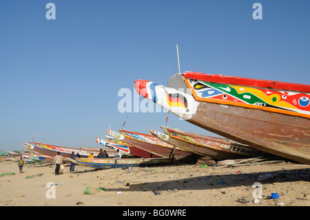 Fishing boats (pirogues), Mbour Fish Market, Mbour, Senegal, West Africa, Africa Stock Photo