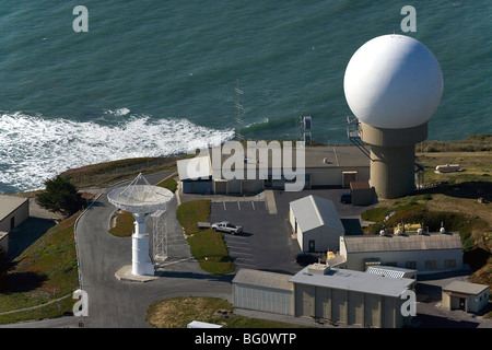 aerial view above Pillar Point Air Force tracking station Half Moon Bay California Stock Photo