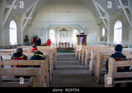 Church at Grytviken where Shackleton's funeral was held, South Georgia, South Atlantic Stock Photo