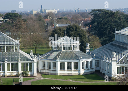 View of the Temperate House from the Tree Top Walk, Royal Botanic Gardens (Kew Gardens), Kew, Surrey, England, United Kingdom Stock Photo