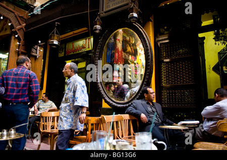 The famous El Fishawy cafe in the old Khan el Khalili bazaar in Cairo. Stock Photo