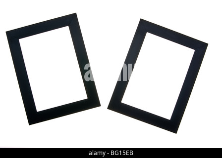 two wooden black frames isolated on the white background Stock Photo