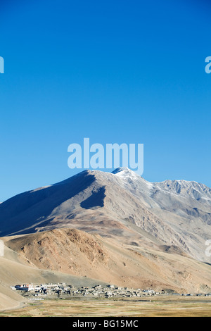 Village of Korzok lies at 4500 m altitude at Lake Tsomoriri in Himalayan mountains, Ladakh, India. Stock Photo