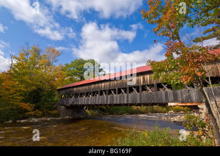 Traditional covered bridge over the Swift River, Albany near North Conway, New Hampshire, New England, United States of America Stock Photo