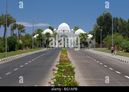 Africa, Egypt, Sharm el Sheik, street, arabic, entry Domina Coral Bay Stock Photo