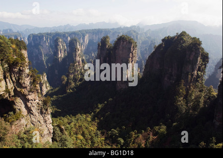 Karst limestone rock formations at Zhangjiajie Forest Park, Wulingyuan Scenic Area, Hunan Province, China, Asia Stock Photo