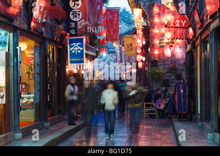 Jinling street bars at night, Chengdu, Sichuan Province, China, Asia Stock Photo