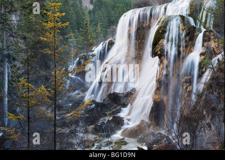 Waterfall, Jiuzhaigou National Park, UNESCO World Heritage Site, Sichuan Province, China, Asia Stock Photo