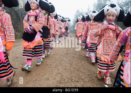 Long Horn Miao lunar New Year festival celebrations in Sugao ethnic village, Guizhou Province, China, Asia Stock Photo