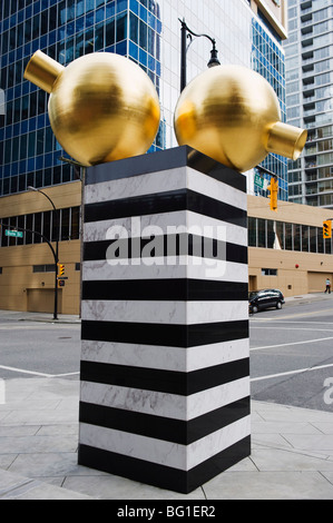 Gold ball monument, downtown, Vancouver, British Columbia, Canada, North America Stock Photo