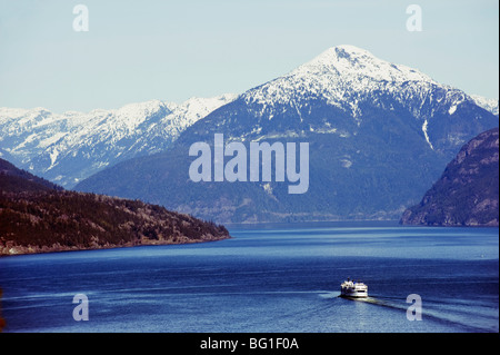 A ferry in Howe Sound, scenery on the Sea to Sky Highway, near Vancouver, British Columbia, Canada, North America Stock Photo