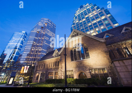 Christ Church Cathedral and city buildings, Vancouver, British Columbia, Canada, North America Stock Photo