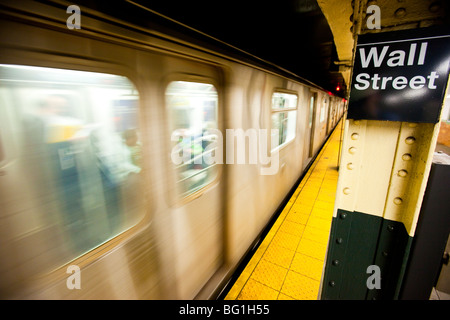 Wall Street Station Subway Platform in Manhattan, New York City Stock ...