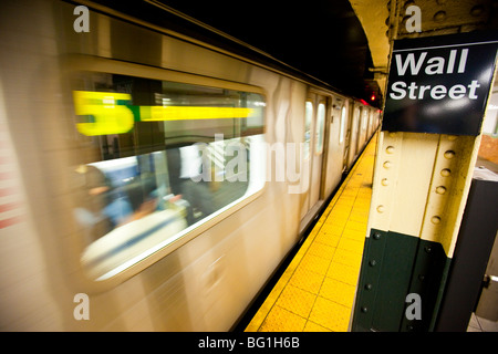 Wall Street Station Subway Platform in Manhattan, New York City Stock ...