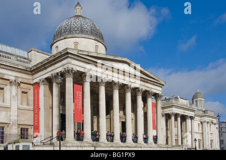 The main entrance, the National Gallery, Trafalgar Square, London, England, United Kingdom, Europe Stock Photo