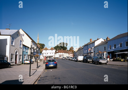 Thaxted High Street in market town Thaxted in Essex in England in Great Britain in the United Kingdom UK. Life Modern Street Road Stock Photo