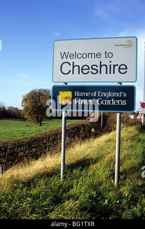 Welcome To Cheshire East Sign Near To Junction 16 Of The M6 Stock Photo