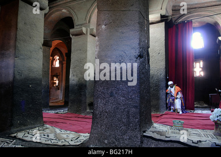 Medhane Alem church interior, Lalibela,  Ethiopia Stock Photo