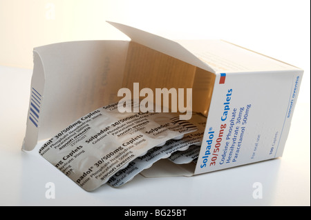 Box of 100 Solpadol Codeine Phosphate Caplets tablets Stock Photo