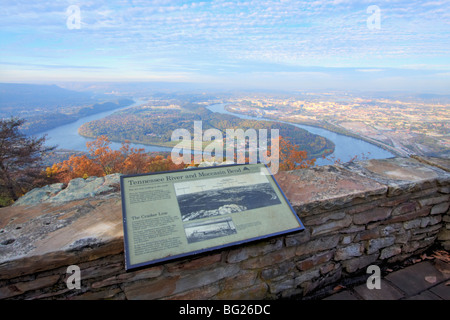 View of the Tennessee River and Moccasin Bend from Lookout Mountain in Chattanooga. Stock Photo