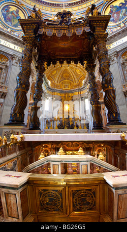 Baroque Canopy ( baldacchino) by Bernini in St Peter's, The Vatican, Rome Stock Photo