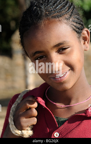 girl in old town, Axum, Ethiopia Stock Photo