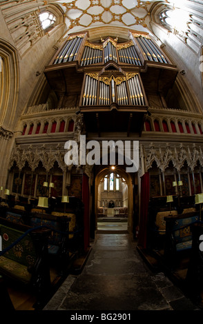 Wells Cathedral organ. Dates back to an instrument built by Henry Willis in 1857. Stock Photo