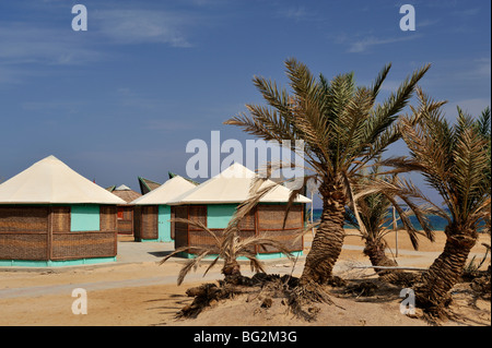 Beach cabins at Nuweiba Village Resort, 'Red Sea', Sinai, Egypt Stock Photo