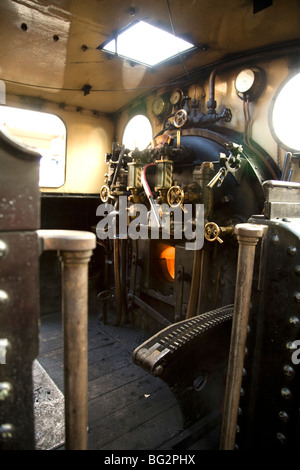 Footplate of a steam locomotive Stock Photo - Alamy