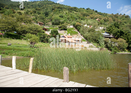 Landing Stage of San Marcos La Laguna at Lake Atitlan Guatemala. Stock Photo