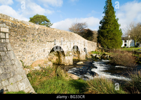 Bridge across the East River Dart at Postbridge in the Dartmoor National Park in Devon Stock Photo