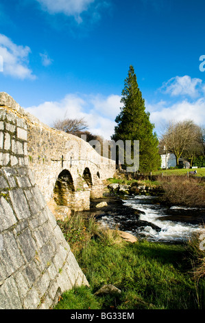 Bridge across the East River Dart at Postbridge in the Dartmoor National Park in Devon Stock Photo