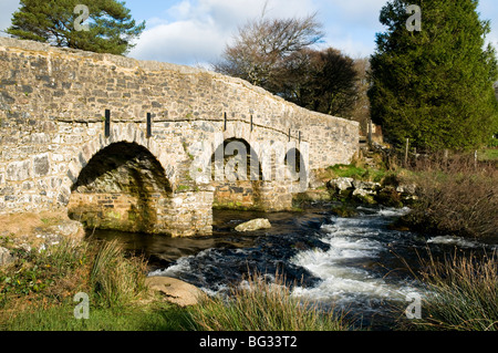 Bridge across the East River Dart at Postbridge in the Dartmoor National Park in Devon Stock Photo