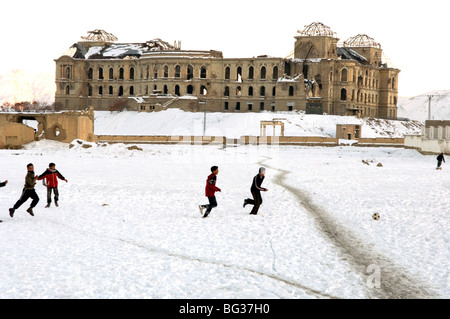 Darul Aman's palace which was destroyed during the civil war of 1992 in the city of Kabul, Afghanistan. Stock Photo