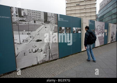 Berlin 2009 1989 Check Point Charlie Museum DDR Germany Unified positive forward history War Cold War end East West Divide city Stock Photo