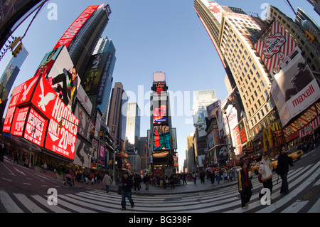 American Eagle Outfitters flagship retail store, left, in the heart of Times Square in New York Stock Photo