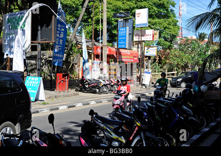 Front sea street in Kuta beach, Bali, Indonesia Stock Photo