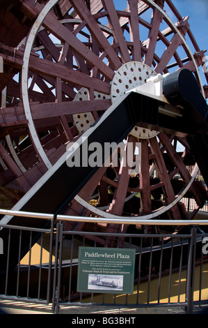 Riverboat paddlewheel in front of the National Mississippi River Museum and Aquarium in Dubuque, Iowa Stock Photo